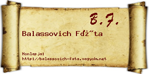 Balassovich Fáta névjegykártya